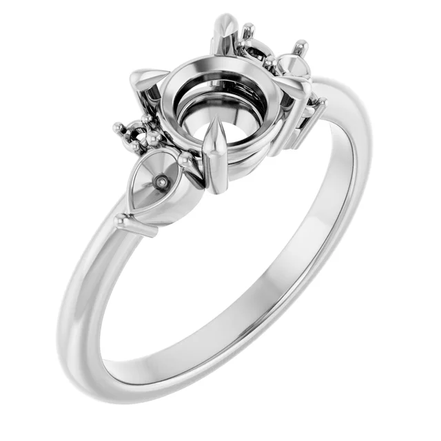 Claw-Prong Accented Engagement Ring - Image 4