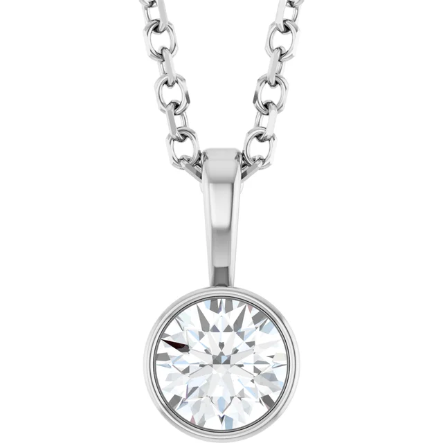 Bezel-Set Solitaire Necklace or Pendant - Image 3