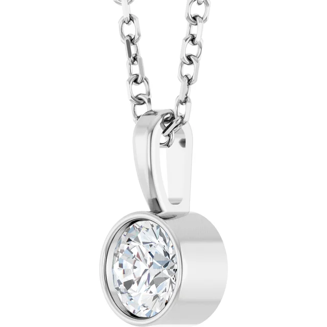 Bezel-Set Solitaire Necklace or Pendant - Image 4