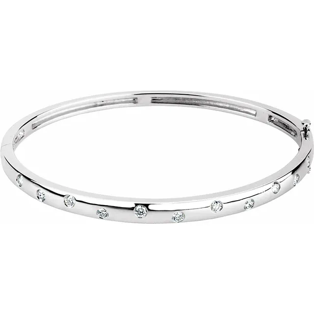 Accented Hinged Bangle Bracelet - Image 3