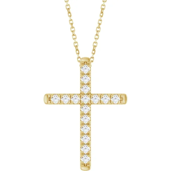 French-Set Cross Necklace or Pendant