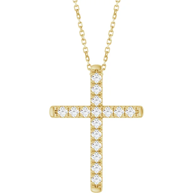 French-Set Cross Necklace or Pendant
