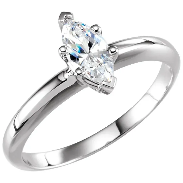 V-End Solitaire Engagement Ring