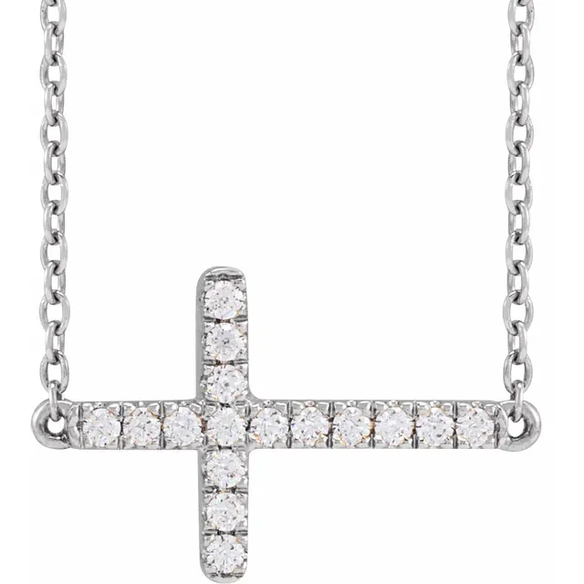 Lab-Grown Diamond Sideways Cross Necklace - Image 2