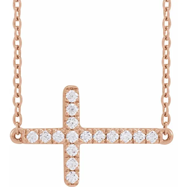 Lab-Grown Diamond Sideways Cross Necklace - Image 3